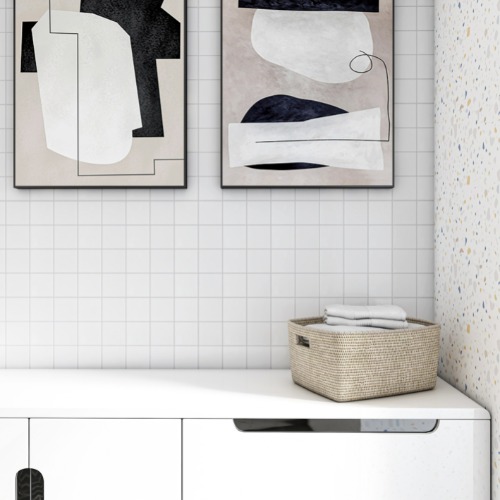 화장실 타일시트지 스티커 벽지 1mm 클린 스퀘어 화이트 RTS-201